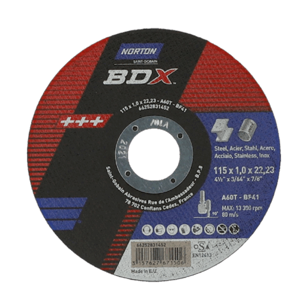 Doorslijpschijf BDX vlak Ø115x1,0x22.2mm Inox T41 25x