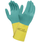 87-900 Bi-colour latex/neoprene handschoen 9,5-10 groen/geel
