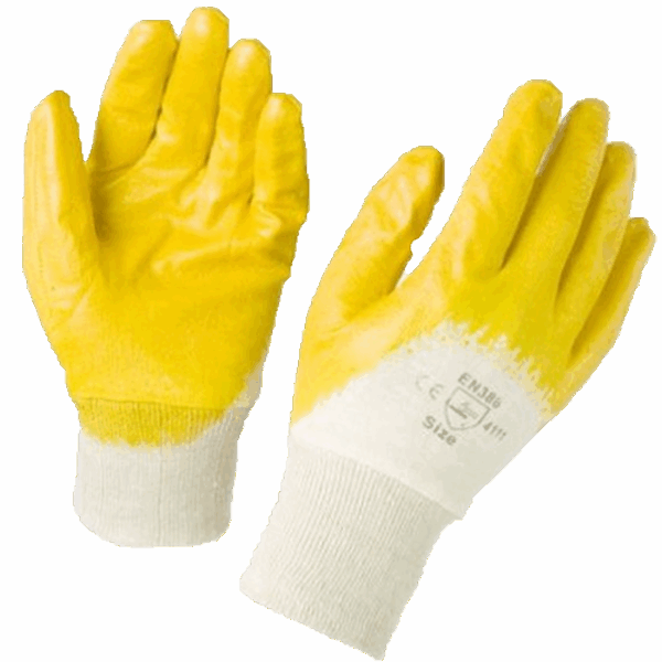 My-T-Gear Handschoen NBR palmc. geel/wit mt10